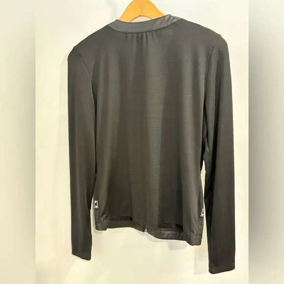 Elegant Black Carmin Blouse Blazer with Silver Studs NWT - Picture 7 of 11